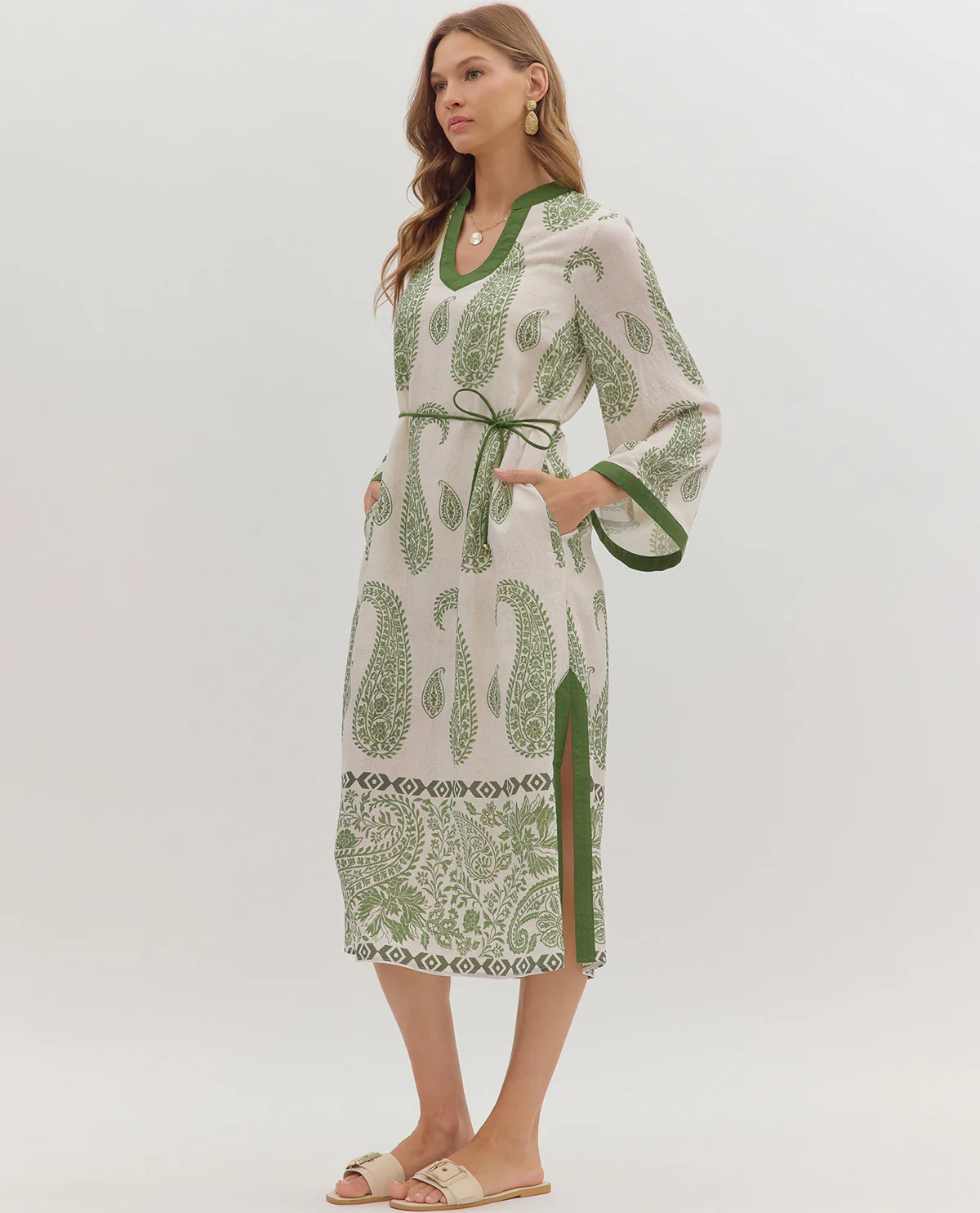 Entro Paisley Print Long Sleeve Dress - Image 3