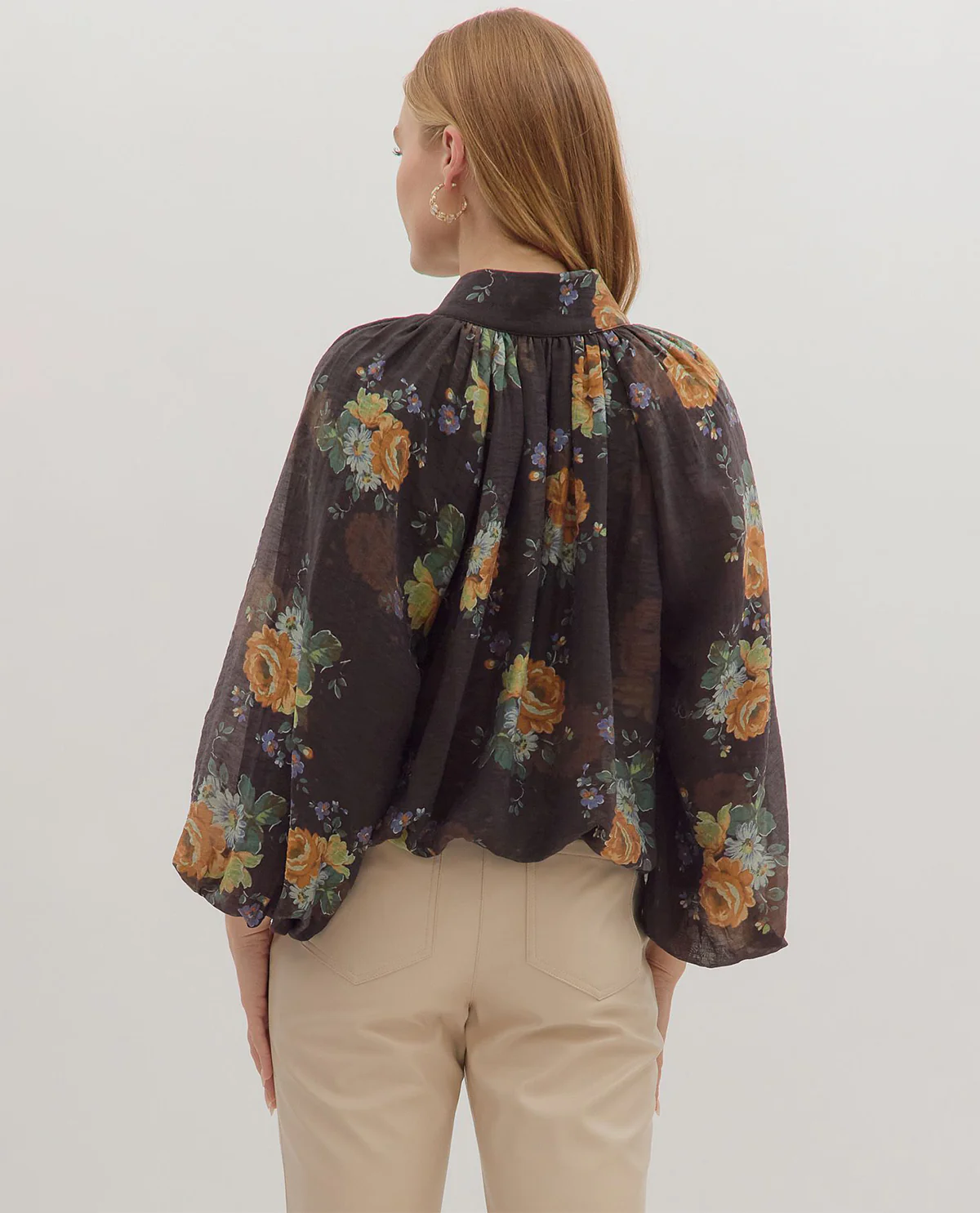 Entro Print Top with Balloon Sleeves - Image 3