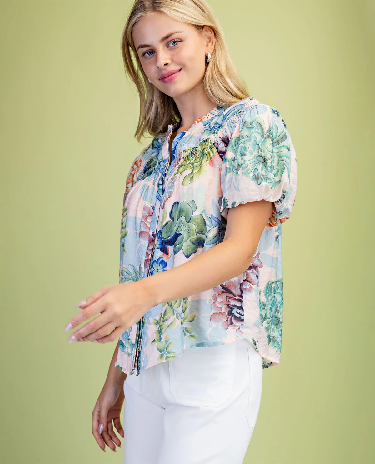 Gigio Plus Print Button Down Top - Image 6