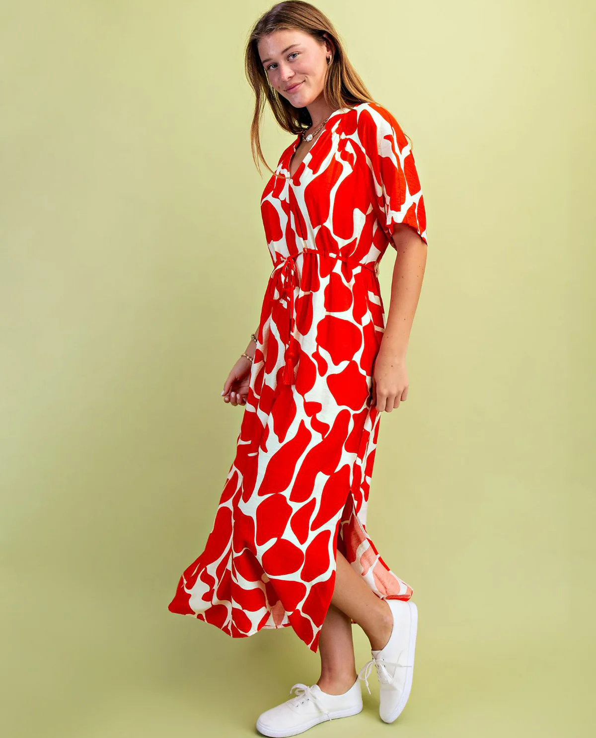 Gigio Plus Giraffe Print Dress Tomato - Image 5