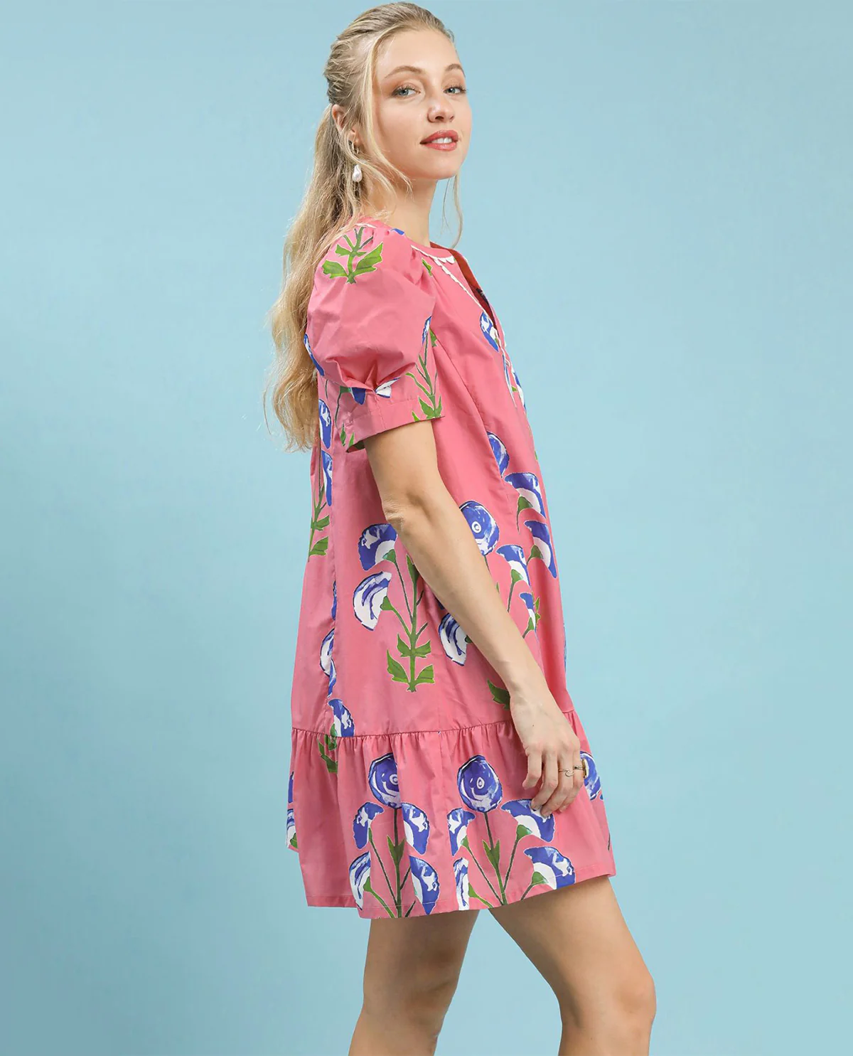 Flower Print Dress with Scallop Trim - Image 3