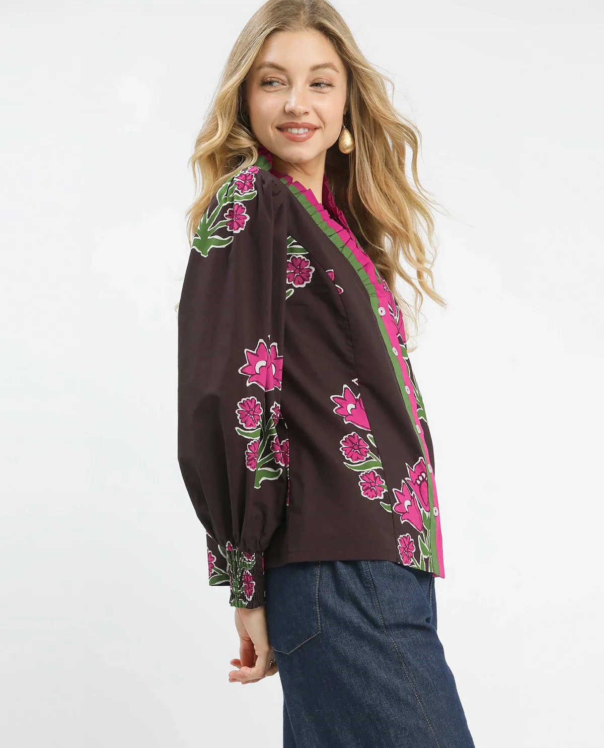 Floral Button Down Blouse - Image 3